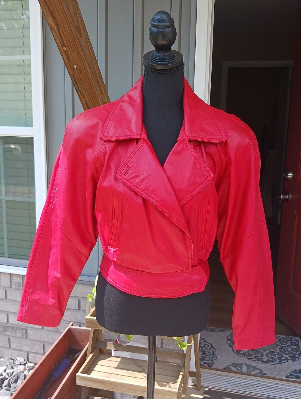 80s Wilsons Leather Red Moto Jacket Retro VTG Thriller - Picture 3 of 17